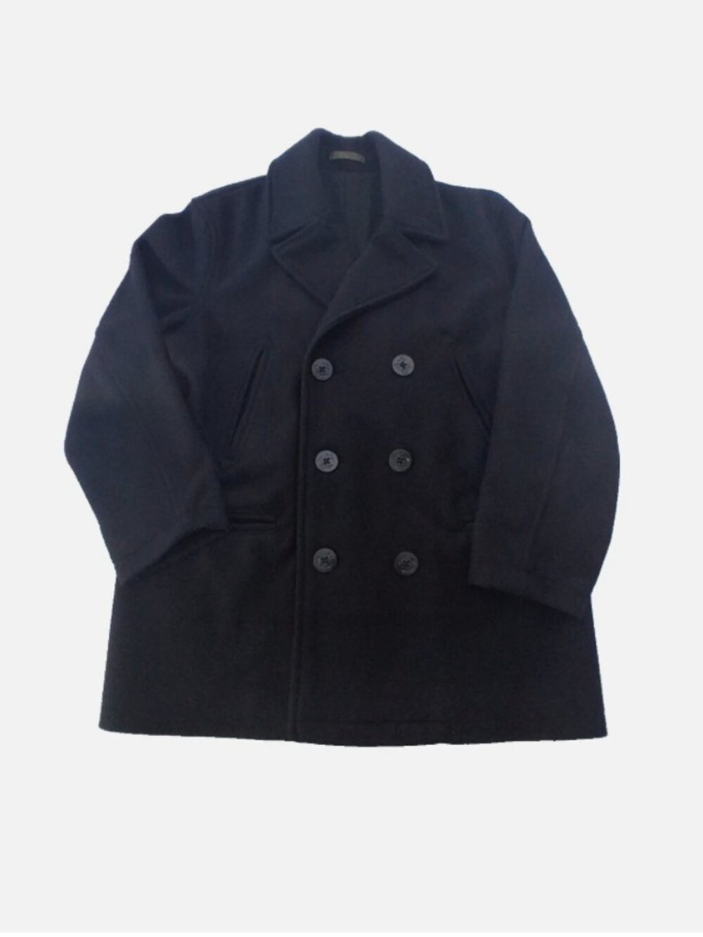 OLD NAVY Peacoat Recycled Wool Blend Men XL Black Overcoat Heavyweight Jacket